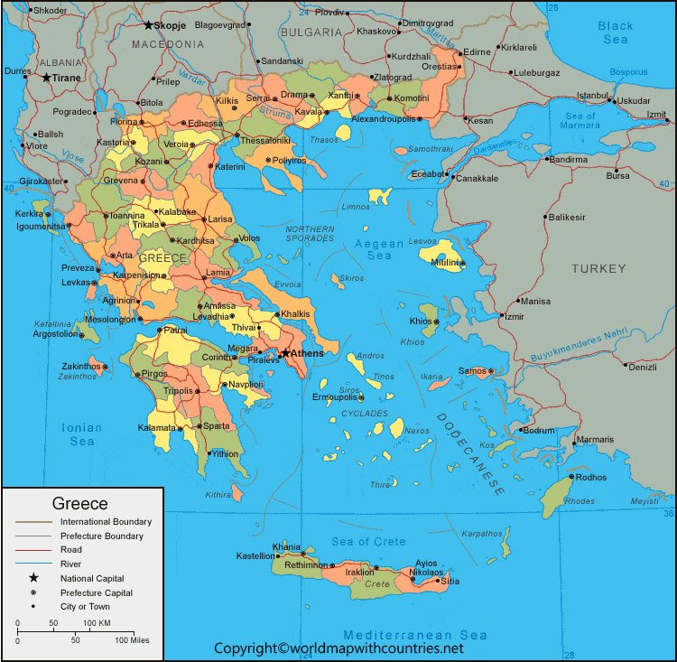 Labeled Map of Greece