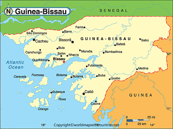 Labeled Map of Guinea Bissau
