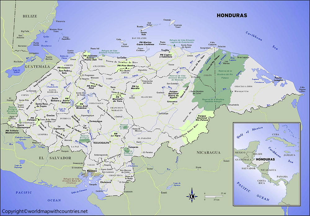 Honduras Map with States