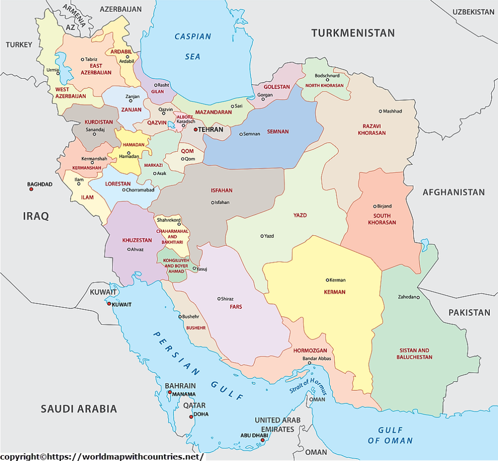Iran Map With State