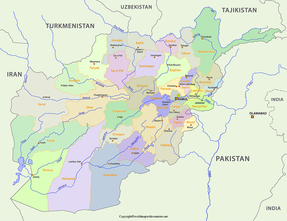 Printable Map of Afghanistan