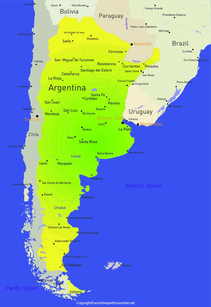 Free Printable Labeled And Blank Map Of Argentina In PDF