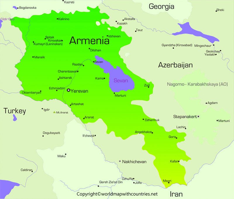 Printable Map of Armenia