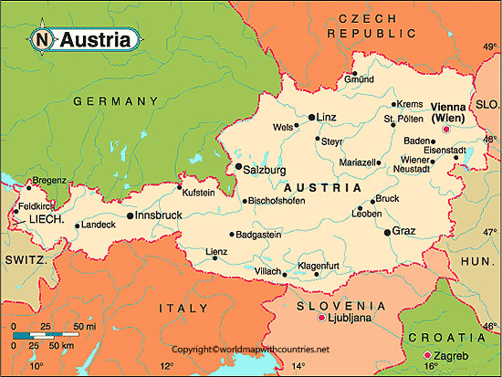 Free Printable Labeled And Blank Map Of Austria In PDF