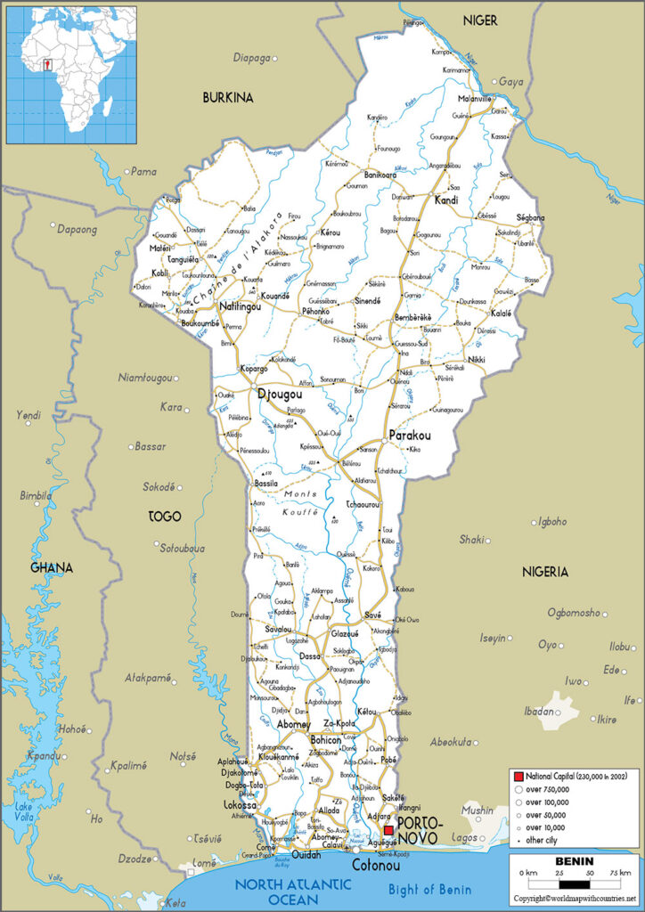 Printable Map of Benin