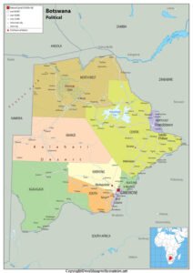Printable Map of Botswana