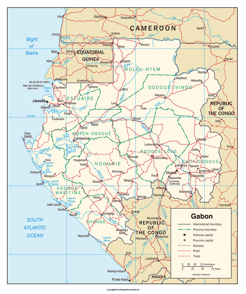 Printable Map of Gabon: