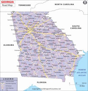 Printable Map of Georgia | World Map With Countries