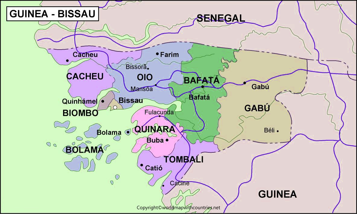 Labeled Map of Guinea Bissau