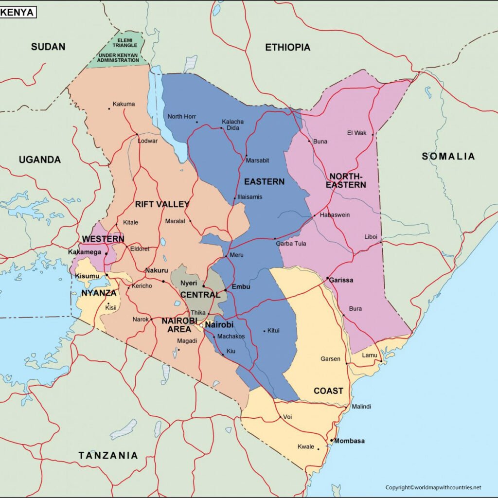 Printable Map of Kenya