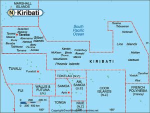 Printable Map of Kiribati | World Map With Countries
