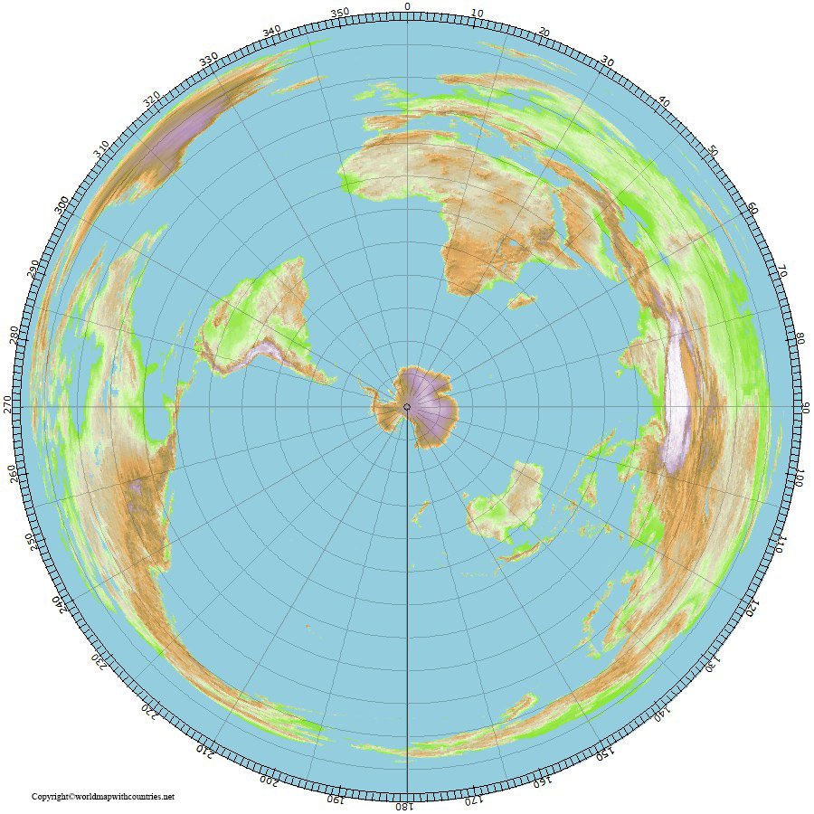 Free World Map with South Pole