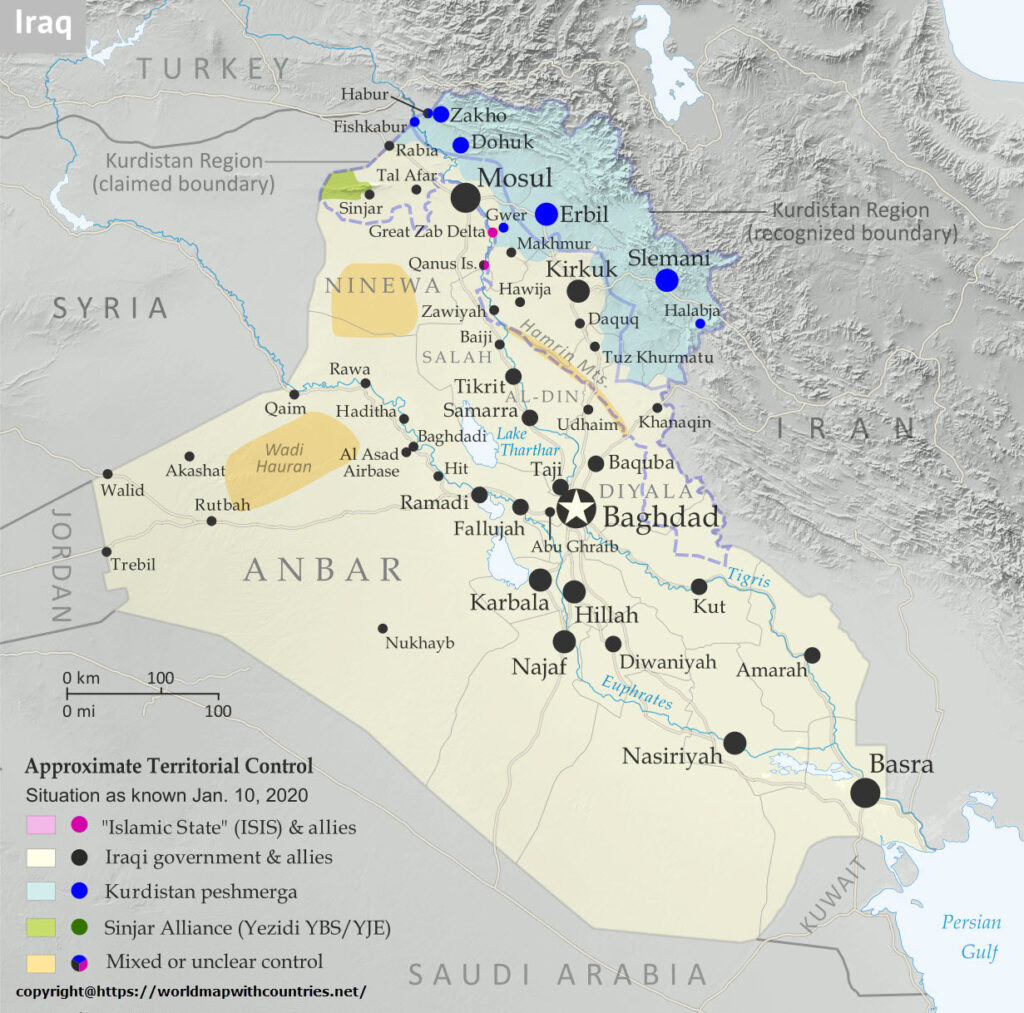 Iraq Map With State