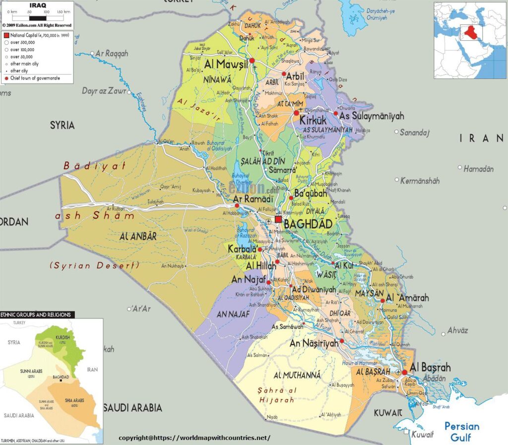 Labeled Map Of Iraq