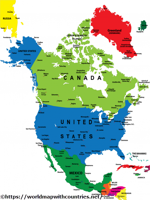 Political Map of North America With Countries Labeled