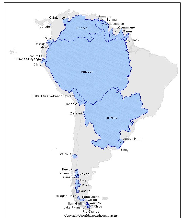 Map of South America Rivers