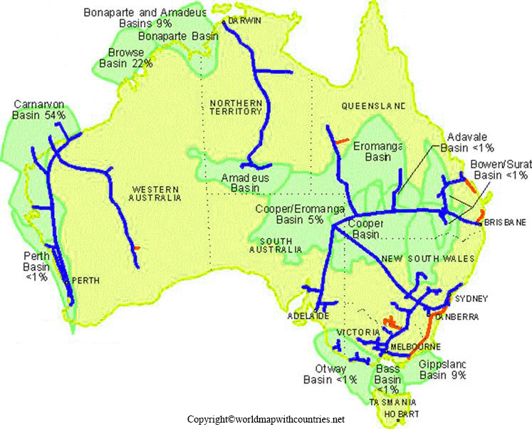 Map of Australia with Rivers