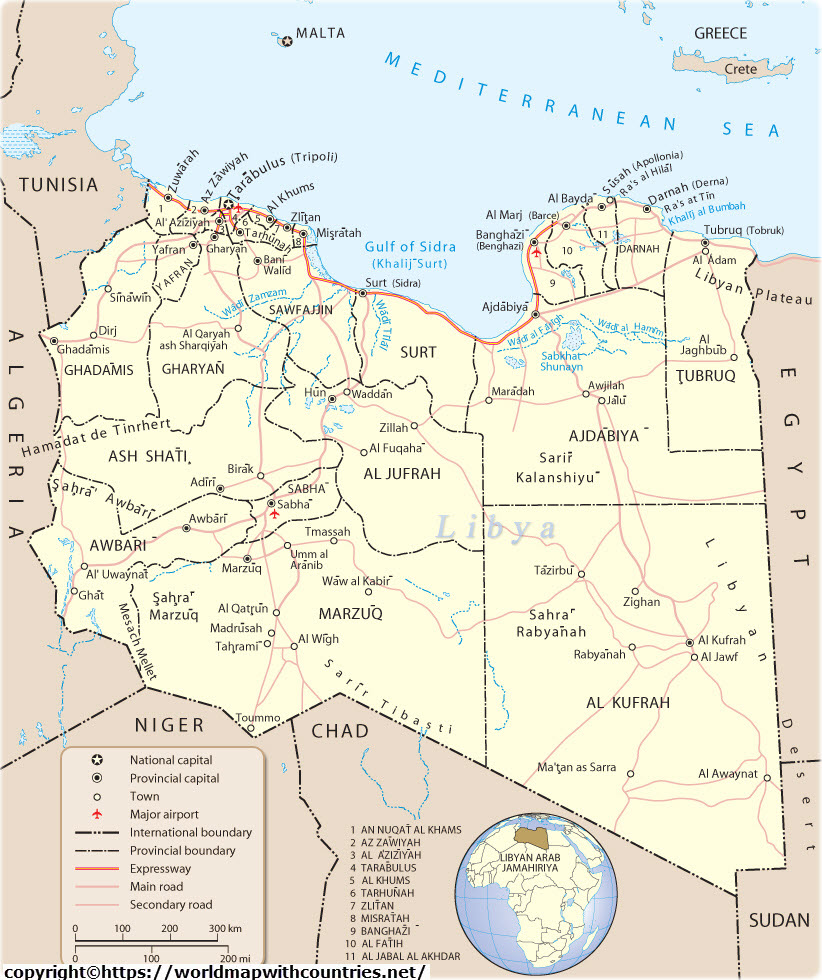 Libya Map With State