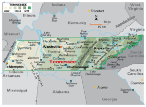 4 Free Printable Tennessee Map With Cities In PDF World Map With Map Of Tannessee 1 300x220 