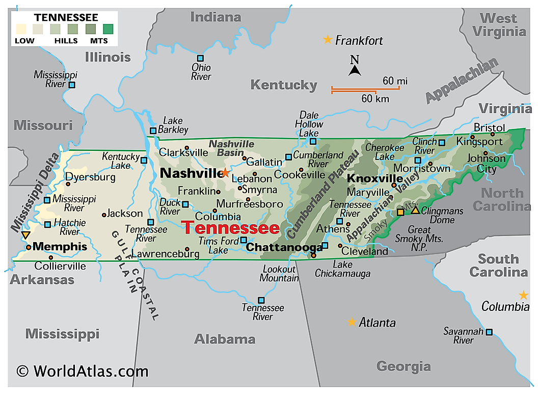 Map Of Tannessee | World Map With Countries