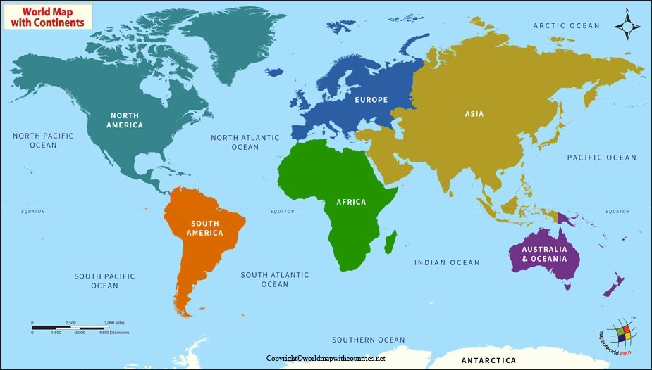 World Map With Equator and Countries
