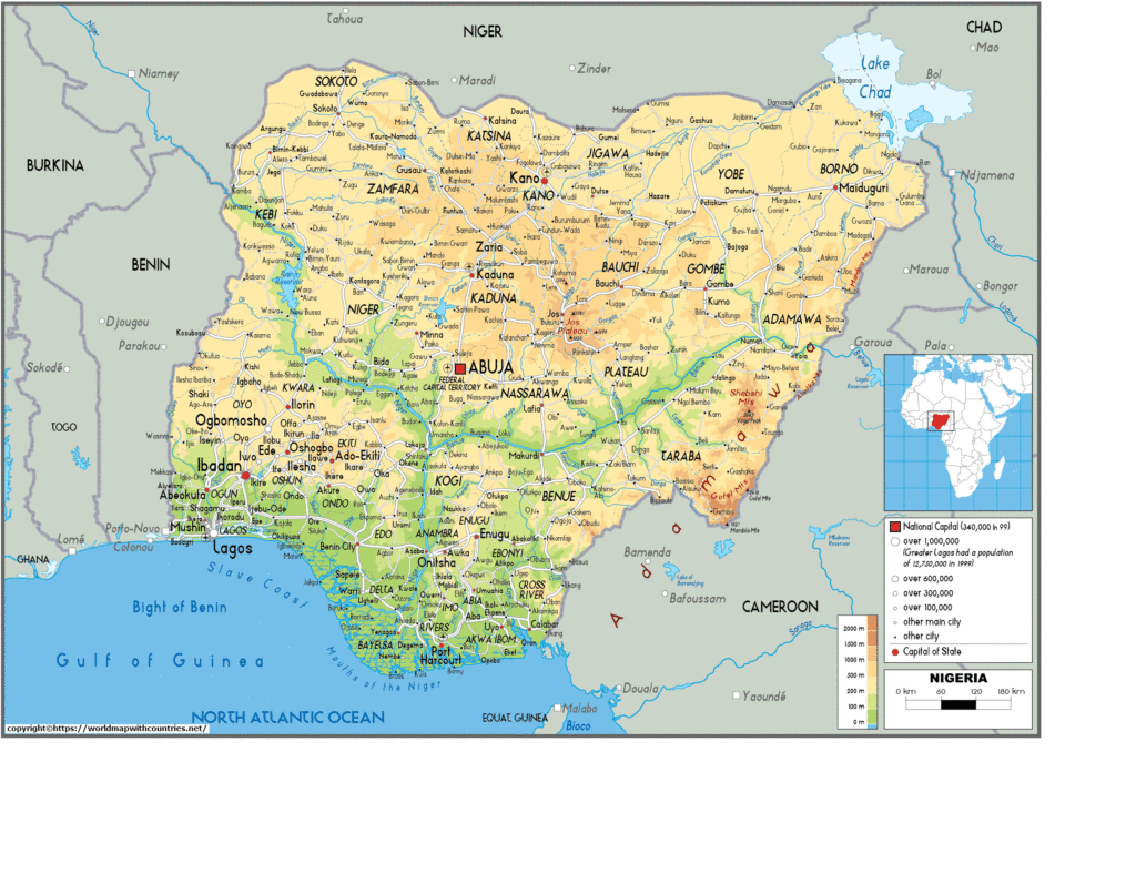 Labeled Map Of Nigeria
