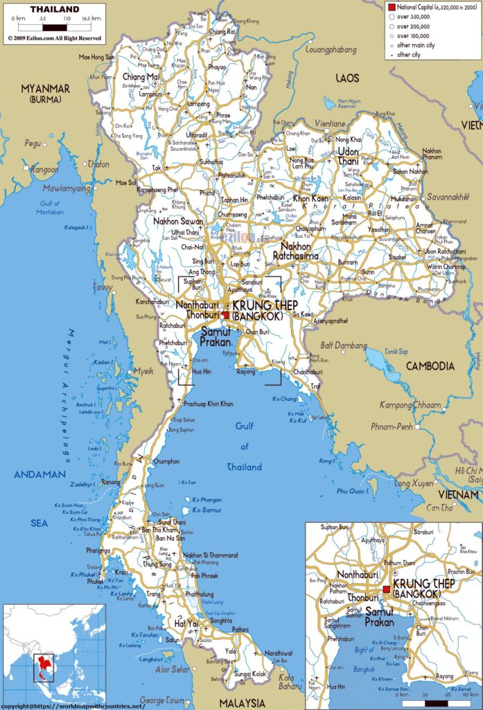 Labeled Map Of Thailand