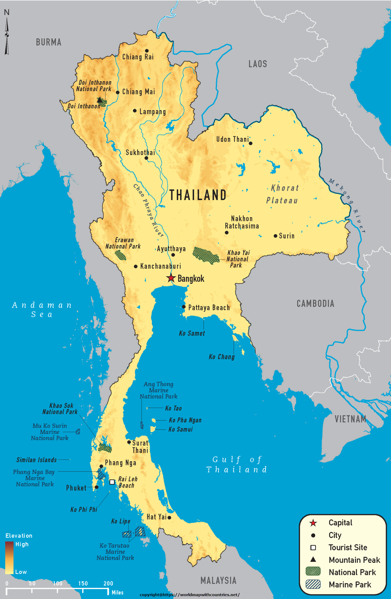 4 Thailand Map Outline PDFs You Can Print For Free