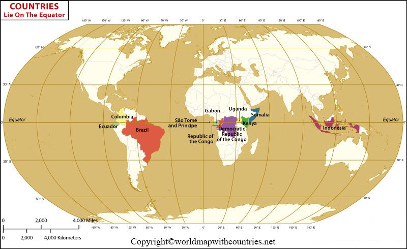 world map with equator and countries | World Map With Countries