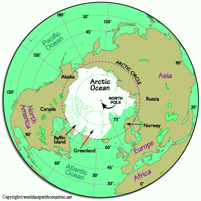 World Map with the North Pole