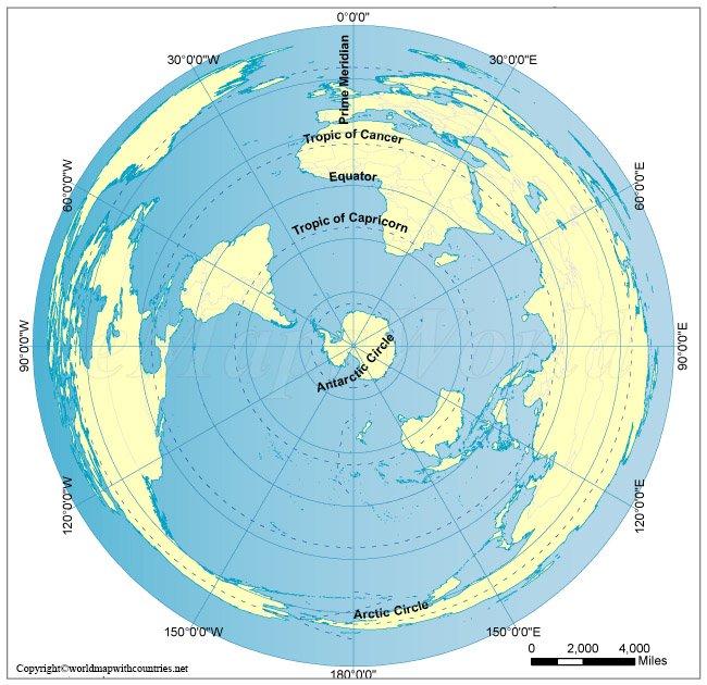 World Map with the South Pole