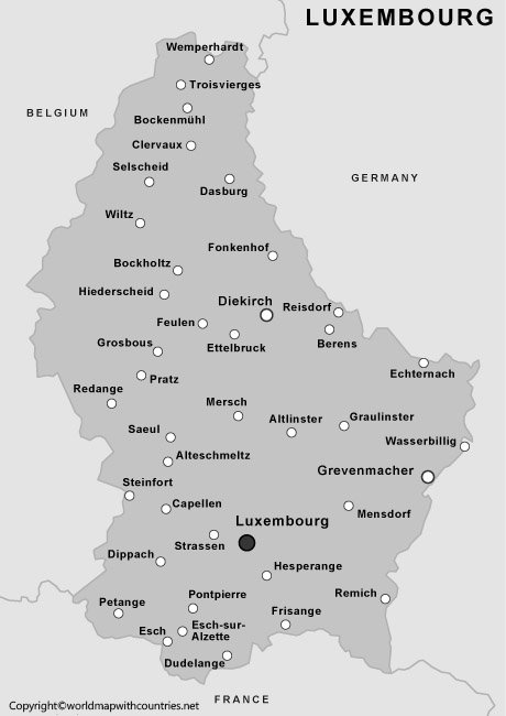 Printable Map of Luxembourg