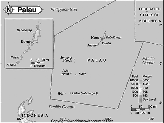 Blank Map of Palau