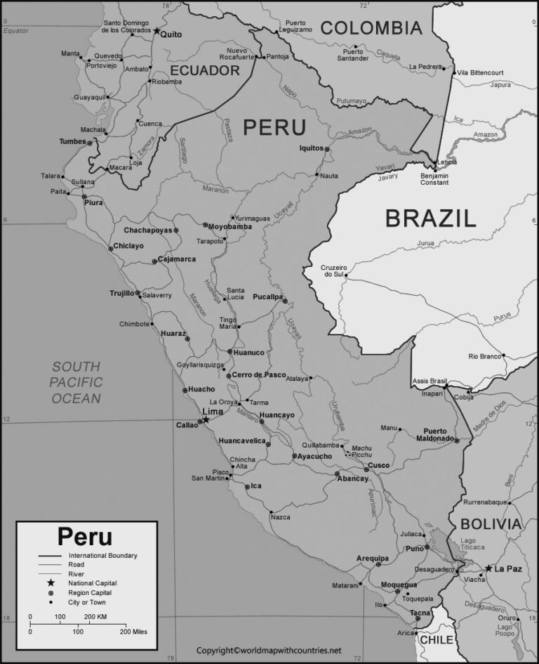 Free Printable Labeled And Blank Map Of Peru In PDF