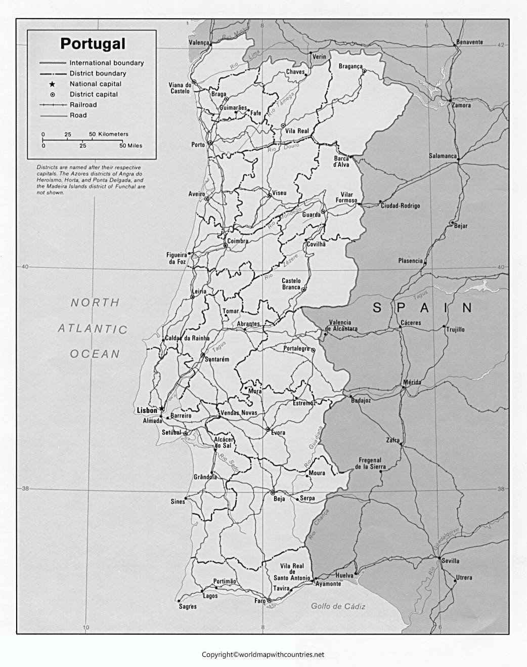 Blank Map of Portugal