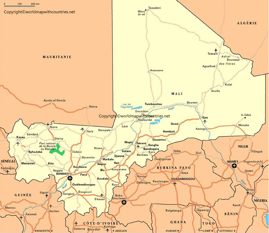 Labeled Map of Mali