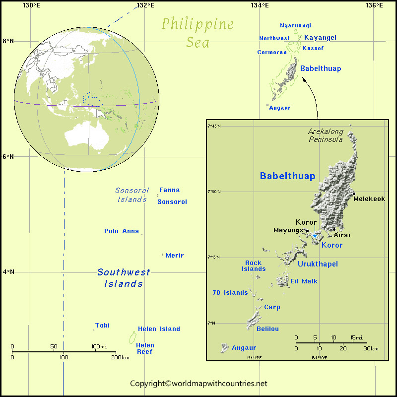 Labeled Map of Palau