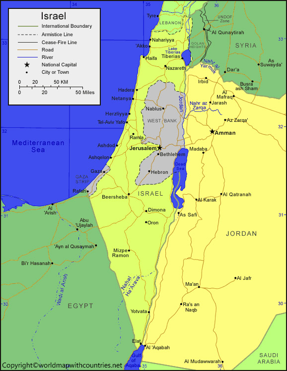 Labeled Map of Palestine State