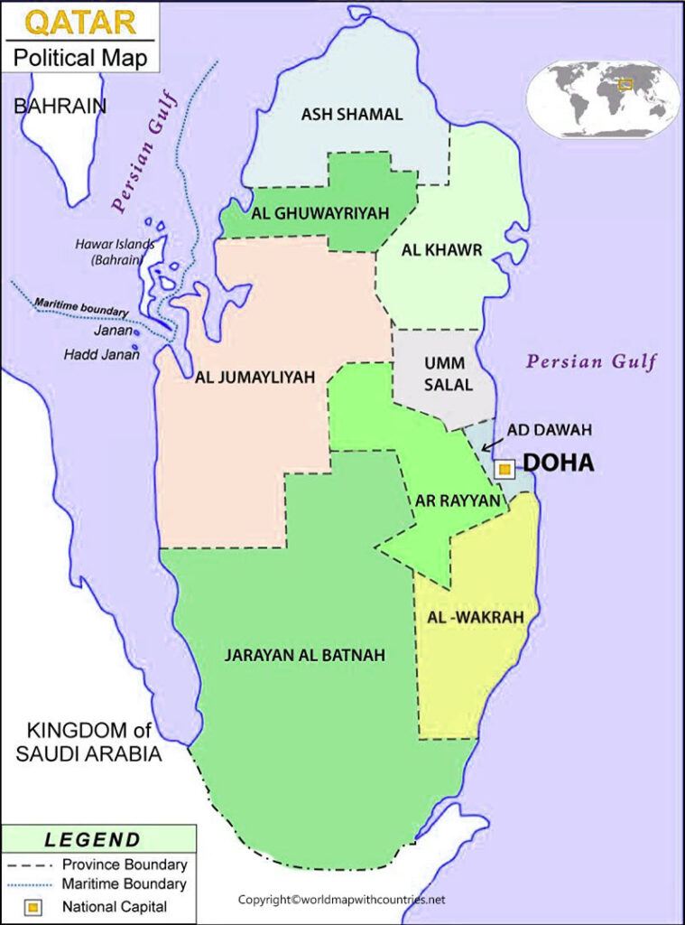 Labeled Map of Qatar