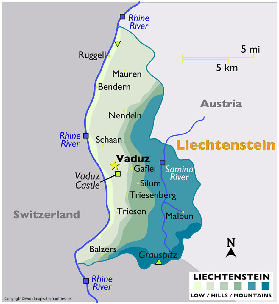 Printable Map of Liechtenstein