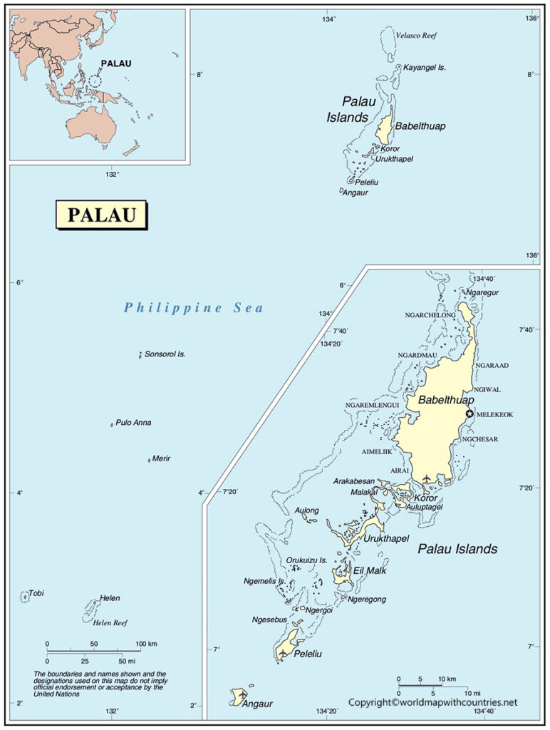 Printable Map of Palau