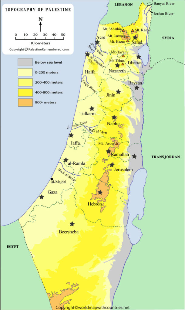 Printable Map of Palestine State