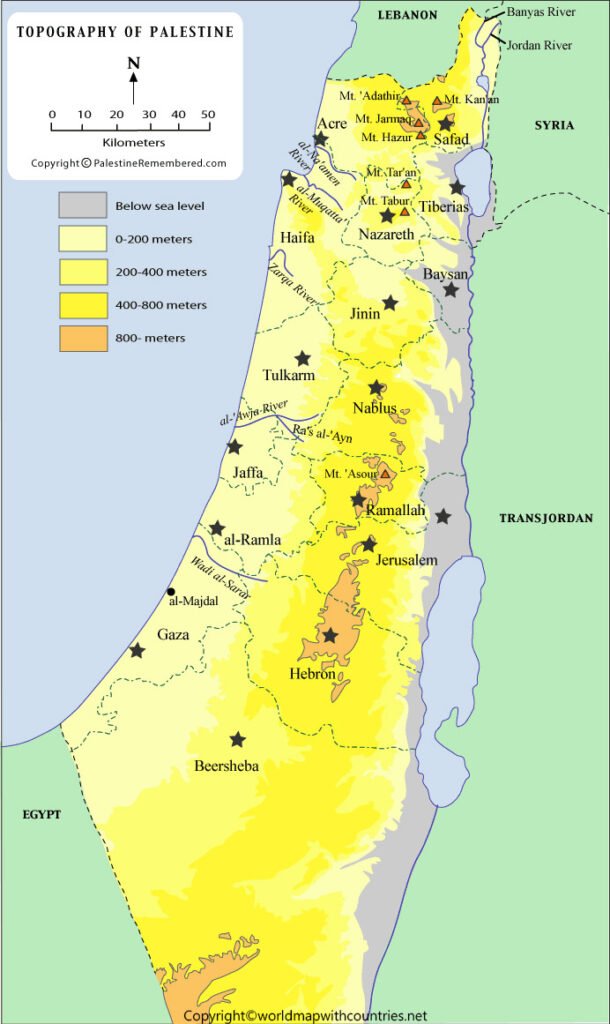 Printable Map of Palestine State