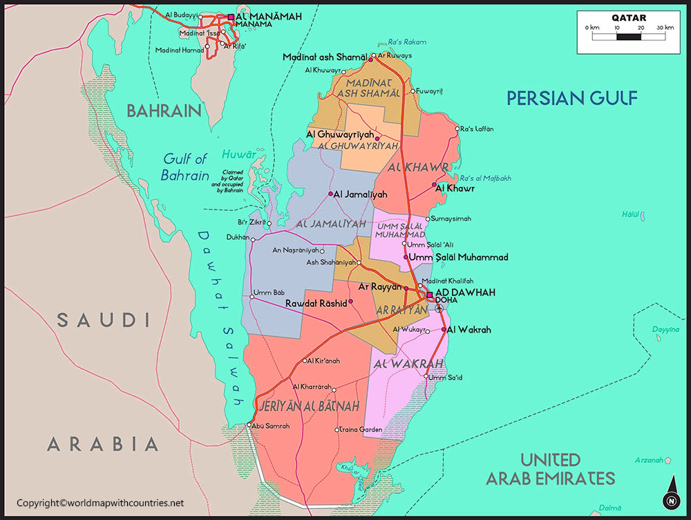 Qatar Map with States