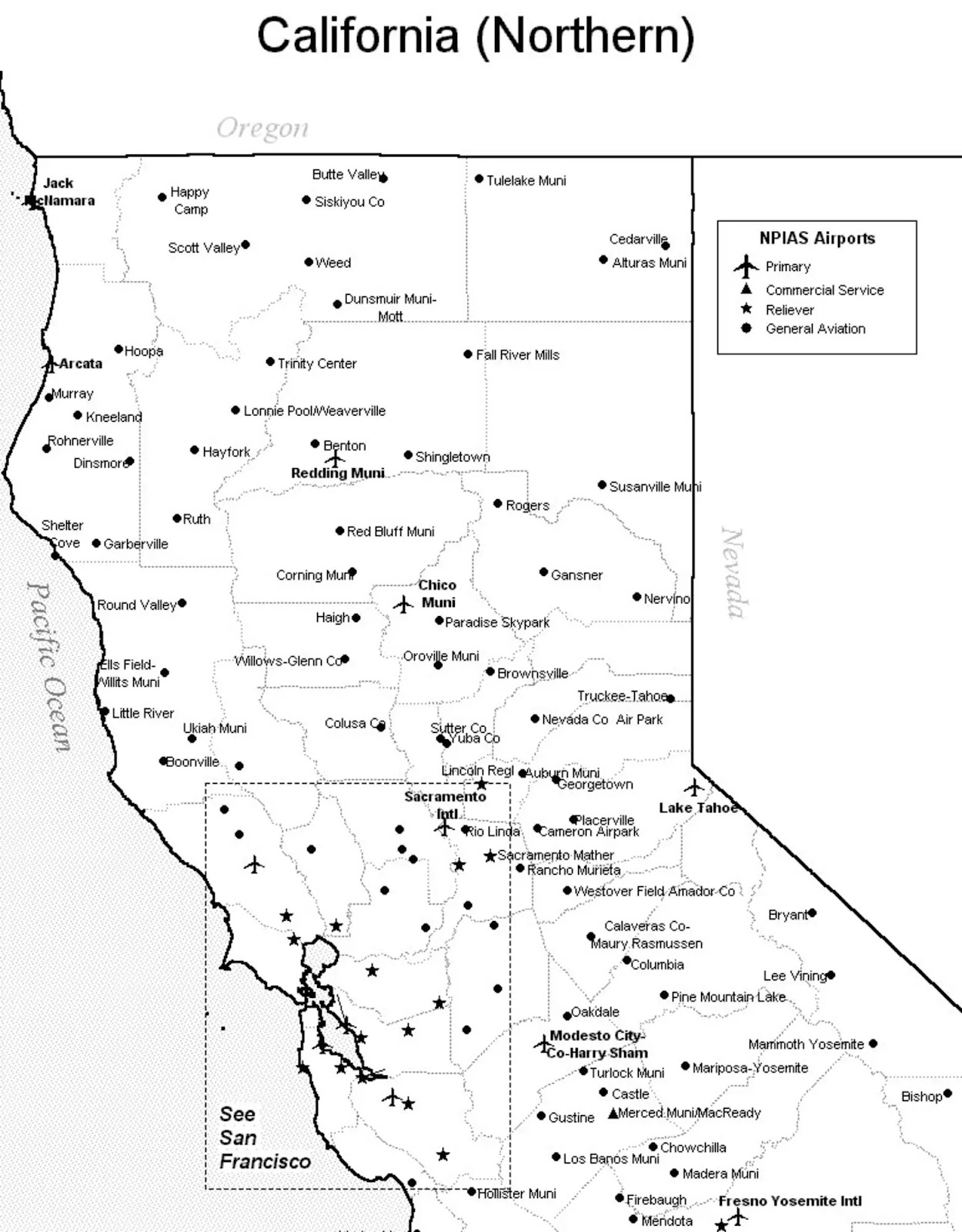 California Airports Map 
