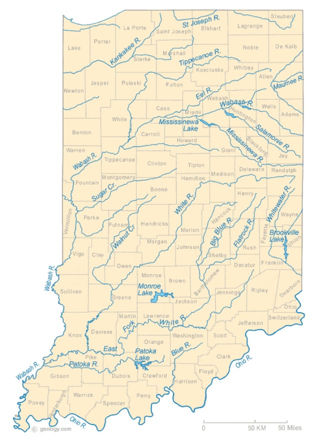 Indiana-rivers-map