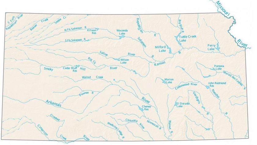 Free Kansas Rivers Map And The Top 6 Rivers In Kansas   Kansas Rivers Map 