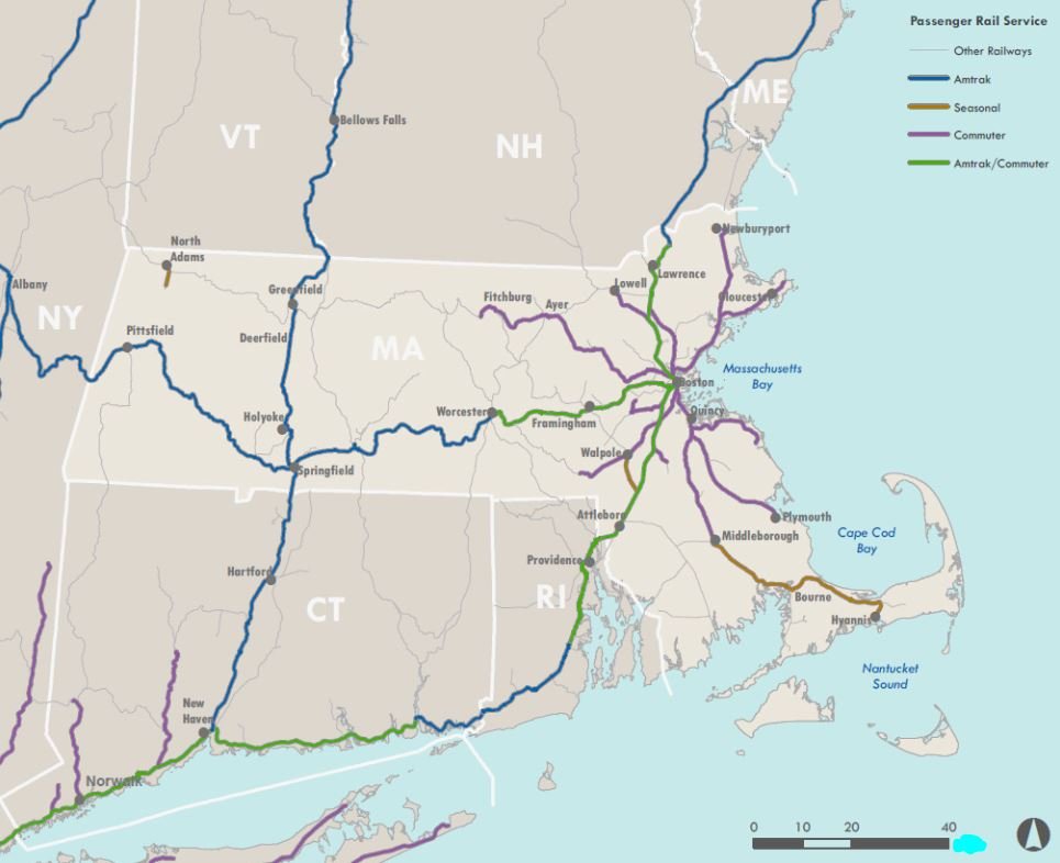 Free Massachusetts Railroad Map And The 8 Major Railroads In Massachusetts