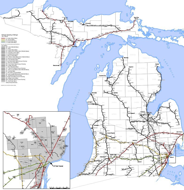 Free Michigan Railroad Map And The 8 Major Railroads In Michigan