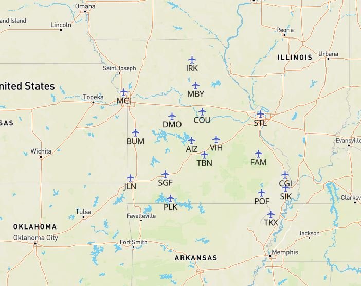 Missouri-airports-map